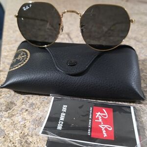 Ray-Ban Gold Frame Sunglasses with Black Lenses